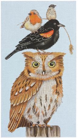Owl & Friends with Black Crow