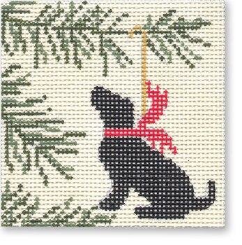 Ornament Black Lab - Square 