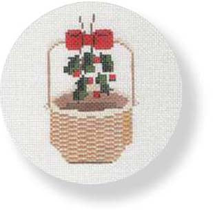 Nantucket Basket-Holly and Ribbon Handle 