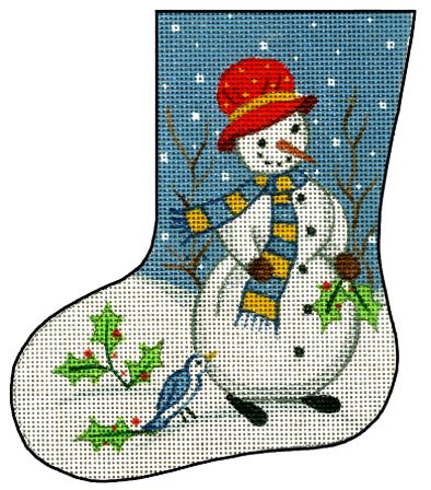 Mini Stocking - Snowman w/Holly