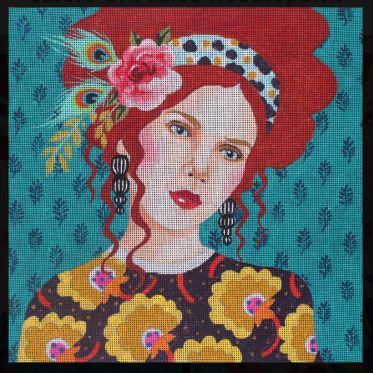 Lady w/Turquoise Background