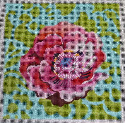 Pink Peony w/Green Swirls