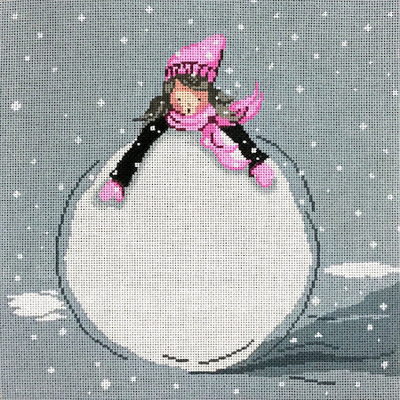 Little Girl and Huge Snowball