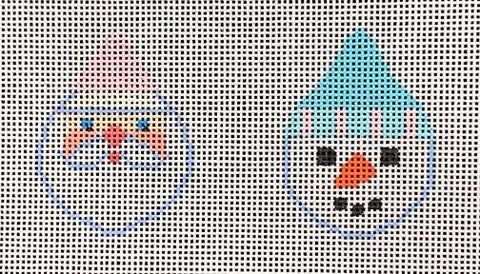 Santa/Snowman Faces Mini Ornaments in Pink/Aqua