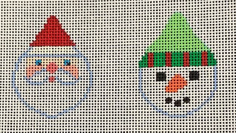 Santa/Snowman Faces Mini Ornaments in Red/Green