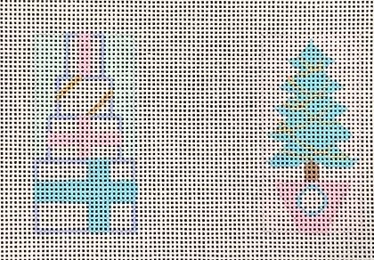 Presents/Tree Mini Ornaments in Pink/Aqua