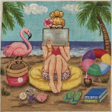 Girl Stitching - Beach