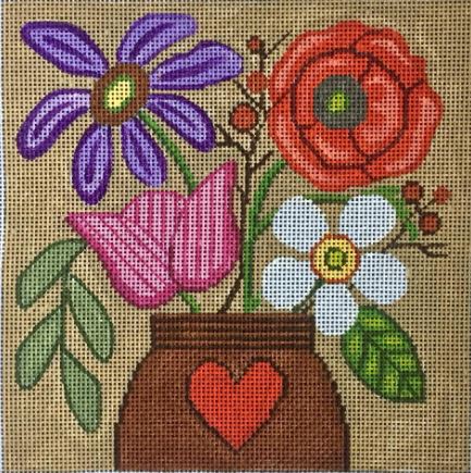 Flowers in Brown Vase