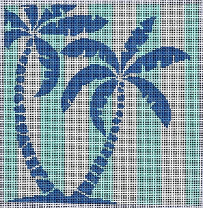 Palm Tree Stencil/Aqua