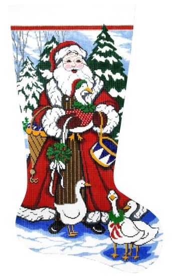 Santa with Geese Stocking