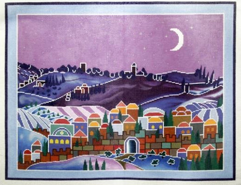 Moonlit Village Scene
