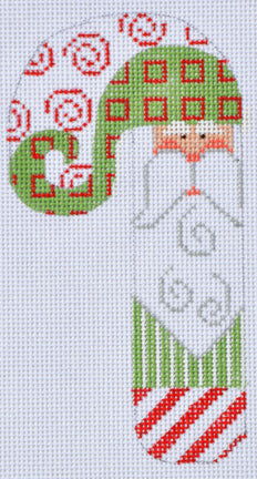 Santa Red Squares Candy Cane Ornament