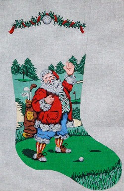 Golfing Santa Stocking (left facing)