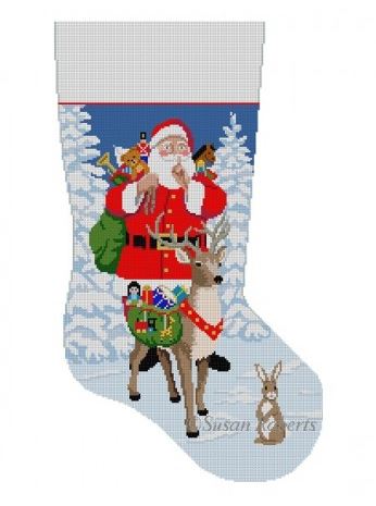 Shh Santa Reindeer Bringing Toys Stocking 