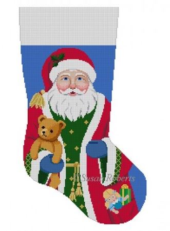 Santa with Teddybear Stocking