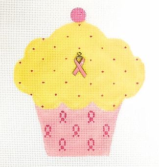 Pink Ribbon Cupcake - Yellow