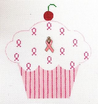 Pink Ribbon Cupcake - White