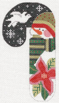 Poinsettia Hat Snowman Candy Cane  