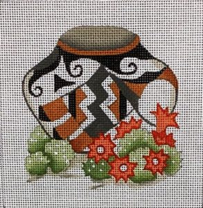 Copper and Black Pot w/Cactus