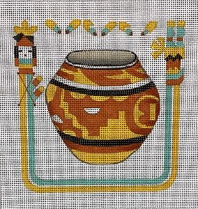 Yellow and Terra Cotta Pot w/Southwest Border
