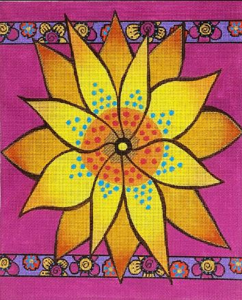Yellow Flower w/Purple Borders