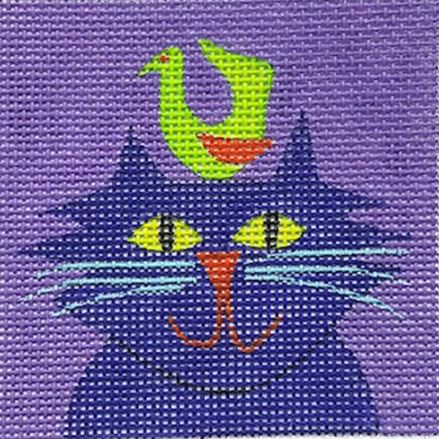 Purple Cat w/Green Bird