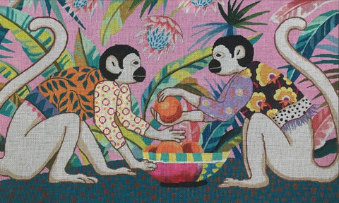 Two White Monkeys w/Orange