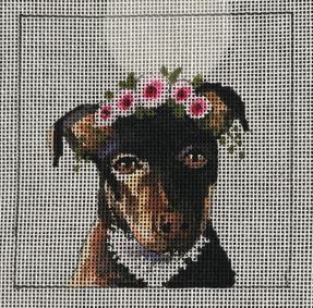 Black and Tan Terrier w/Floral Crown