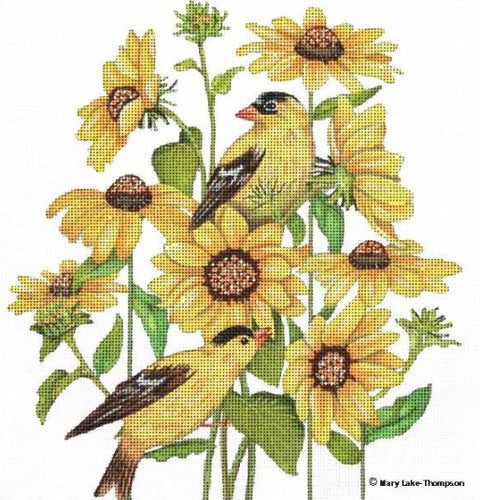 Sunflowers and Yellow Birds