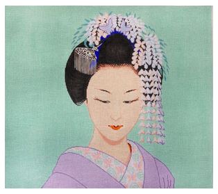 Geisha w/Comb and Flowers