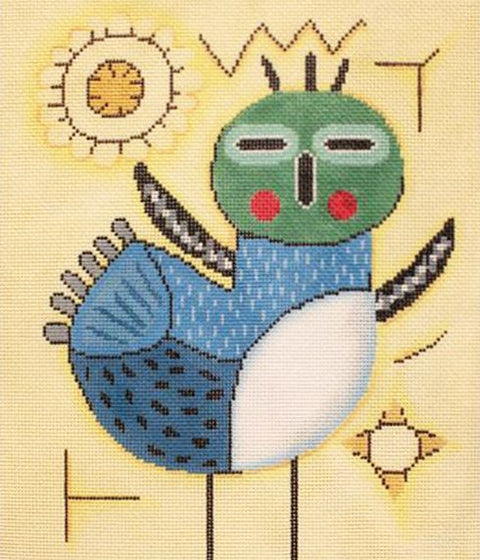 Whimsical Bird on Yellow