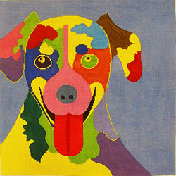 Dog - Big Tongue on Blue - 8x8