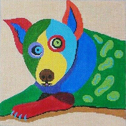 Dog - Lying Down on Tan - 8x8