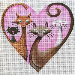 Heart Shaped Cats on Pink