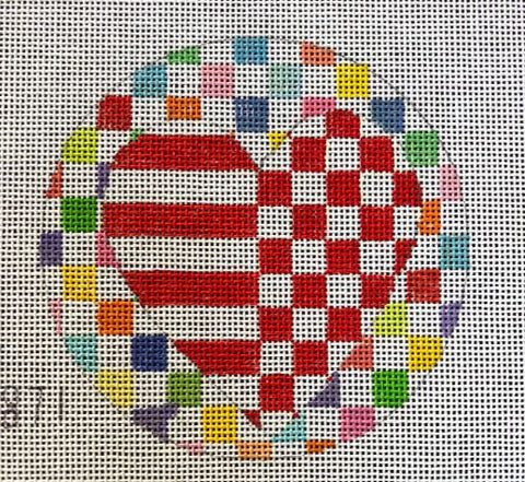 Round Heart Stripe Ornament