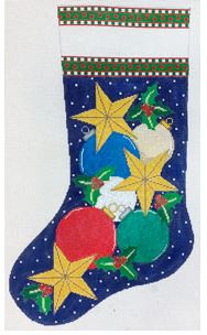 Christmas Ornaments and Stars Stocking