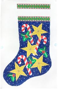 Candy Canes and Stars Stocking