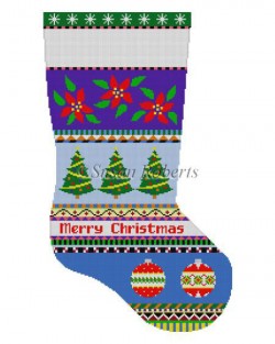 Bold Stripe Poinsettias/Ornaments Stocking