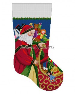 Santa at Sleigh Stocking