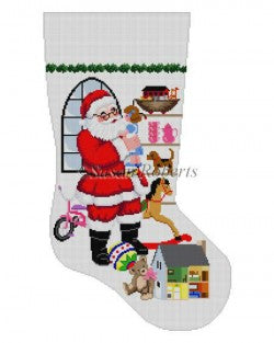 Standing Santa in Front of Window Stocking
