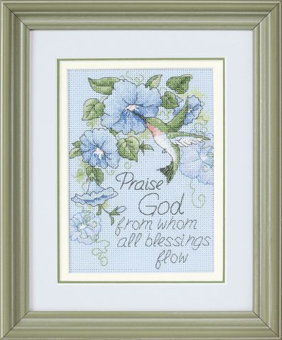 Hummingbird and Morning Glories