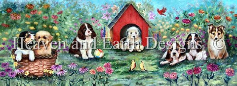 Puppies With Dog House