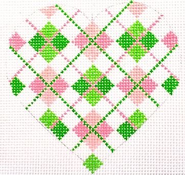 Heart - Pink/Green Argyle 