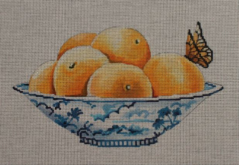 Oranges in Blue Vase