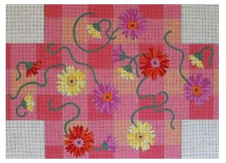 Gerber Daisies on Gingham Checks Brick Cover