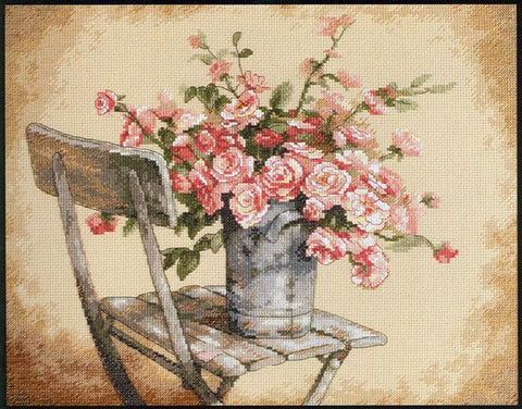 Roses on a White Chair