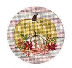Pumpkins on Pink Stripes Round