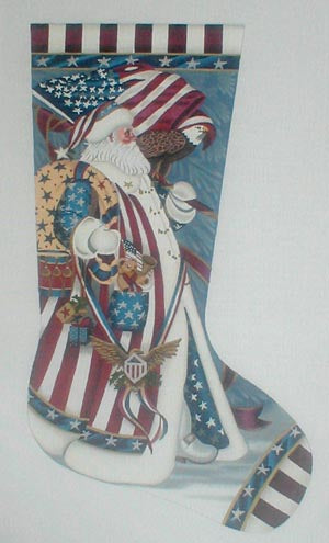Patriotic Santa Stocking - 13ct