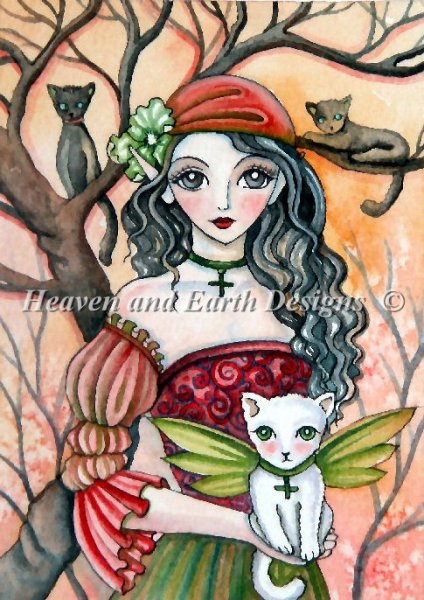 White Kitty Witch - Quick Stitch