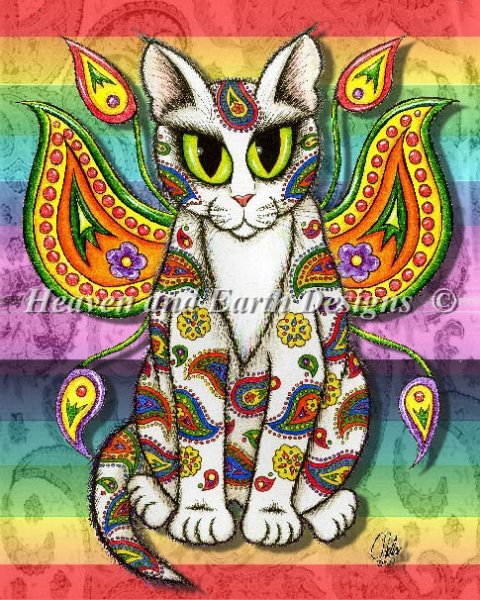 Rainbow Paisley Fairy Cat - Carrie Hawks